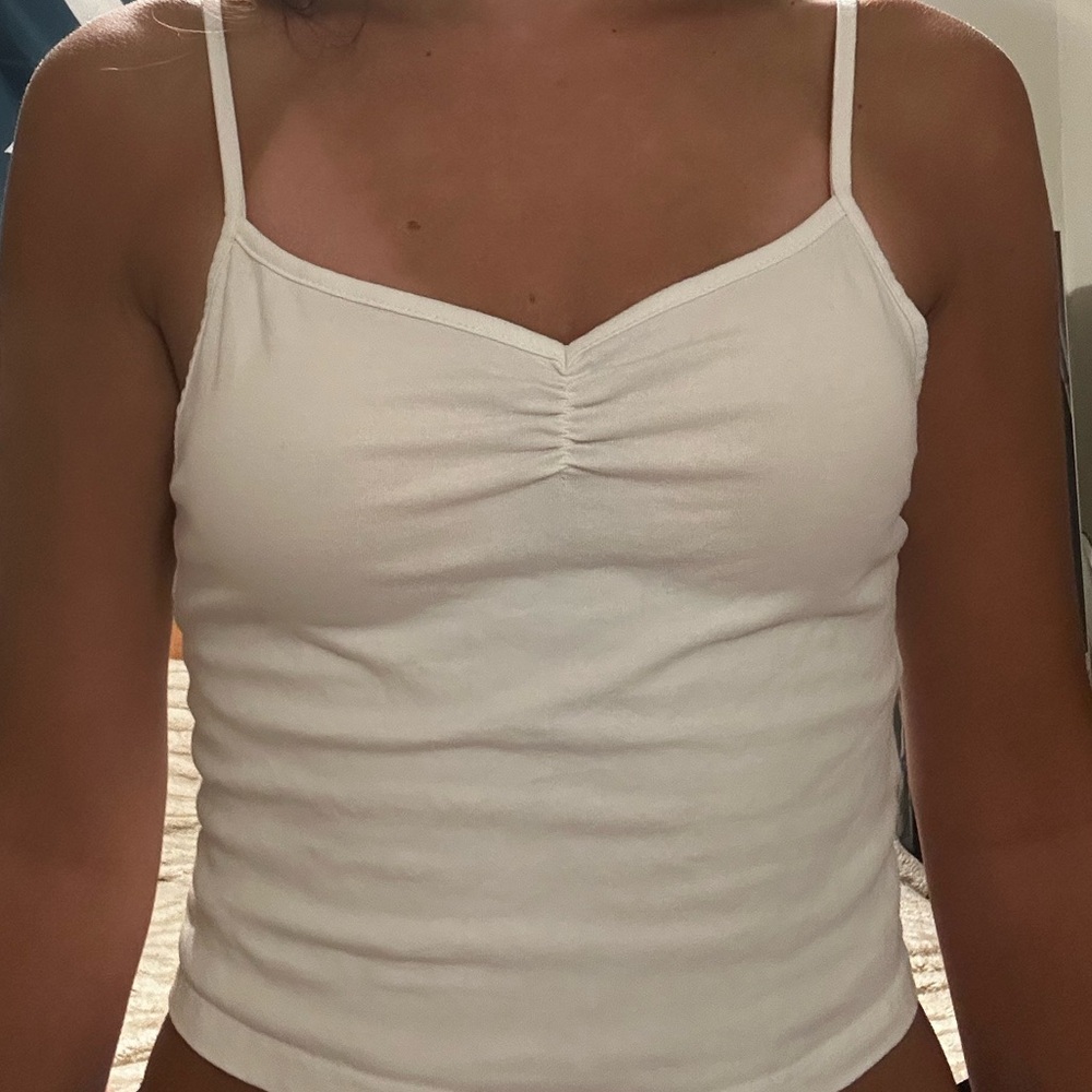 Divided H&M White Ruched Camisole Top